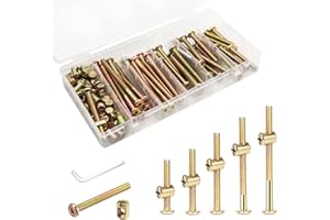 ALLWIN Crib Screws Hardware Replacement Kit - 16 Set Baby Bed Frame Bolts &Barrel Nuts Set for Delta/Graco/Dream On Me, M6x40mm/ 50mm/ 60mm/ 70mm/ 80mm Hex Drive Socket Cap Screws Barrel Nuts
