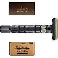 Adjustable Double Edge Safety Razor, The Emperor by VIKINGS BLADE, Long & Fat Handle, Butterfly Twist-To-Open, Eco Friendly,