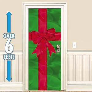 Amscan Holiday Decor Foil Door Decoration - Red and Green - 78" x 36" size