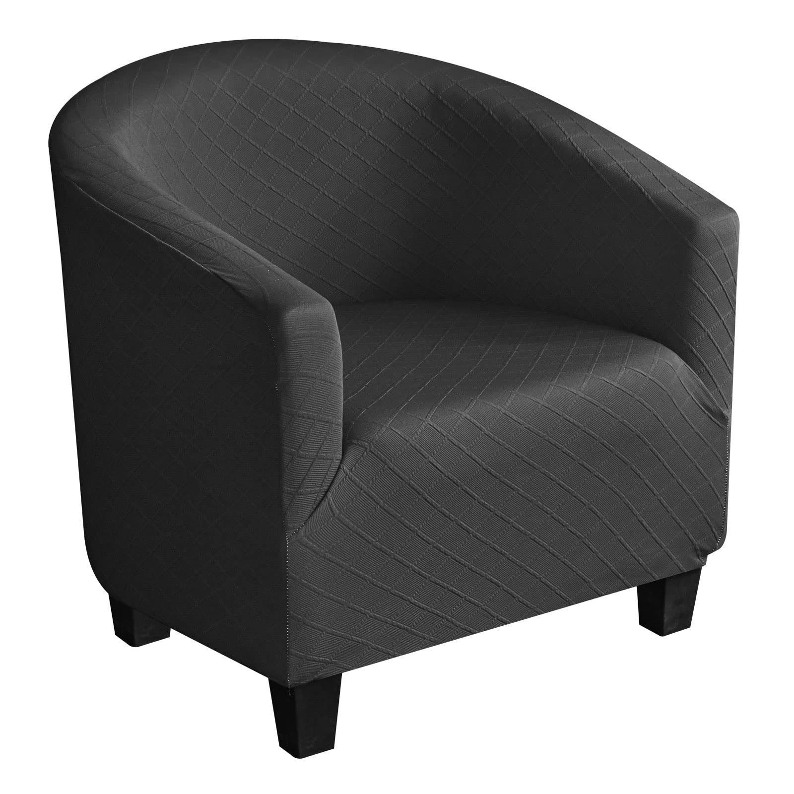 Mingfuxin Tub Chair Cover, Stretch Club Chair Slipcovers Polyester Spandex Jacquard Round Barrel Armchair Sofa Covers Slipcovers Protector for Dining Living Room(Solid-Black, Polyester Spandex)
