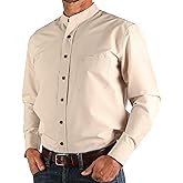 Traditional Irish Grandfather Shirt, Men's Casual Long Sleeve Button Down Poplin Style Dress Shirt with Band Collar
