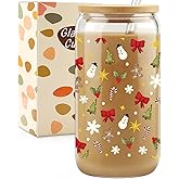 Christmas Glass Cups - Funny XMAS Tumbler, Holiday-Themed Decoration, Santa Gifts for Friends, Women, Sister - Perfect for Festive Celebrations