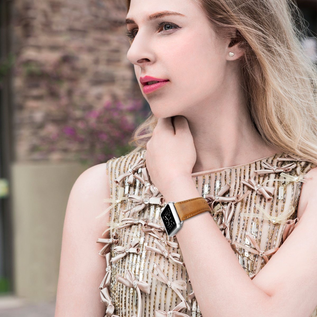 Apple Watch Leather Band, 42mm Vintage Apple Watch Series 3 Band Genuine Leather Replacement Band with Classic Stainless Steel Buckle for All 42mm Apple Watch Series 1 & Series 2 (42mm Brown)