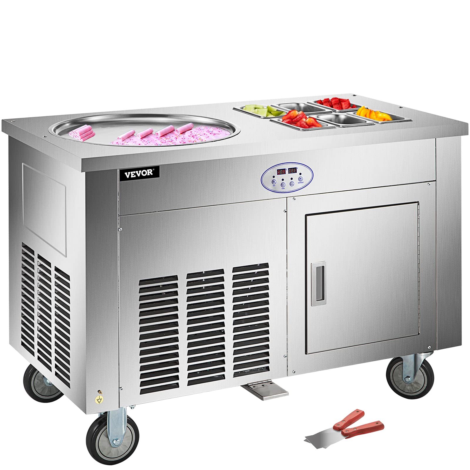 VEVOR Commercial Rolled Ice Cream Machine, StirFried Ice Roll Machine