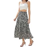 Abaadlw Maxi Skirts for Women with Pockets Long Midi Length Casual Skirt for Holiday