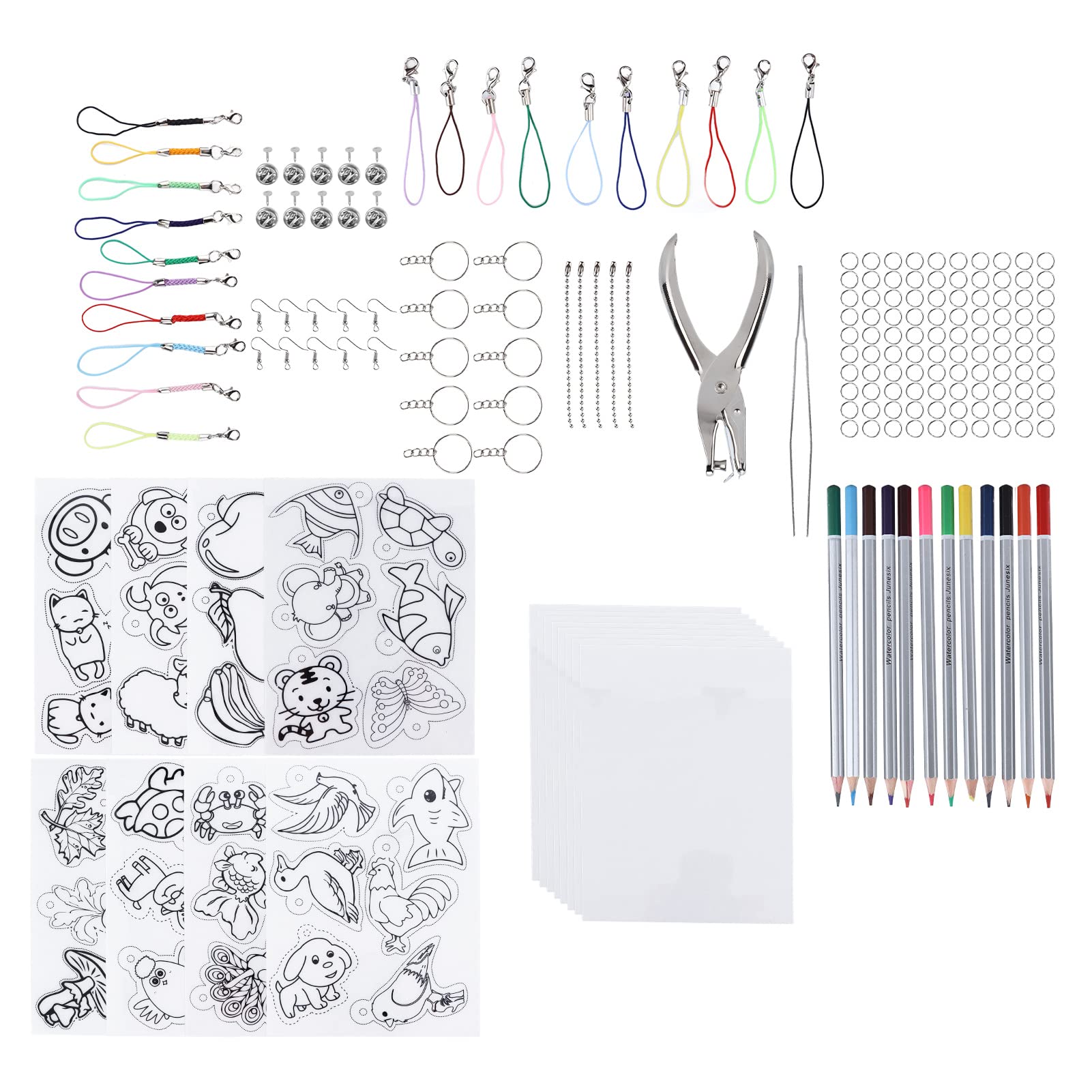 Shrinky Dink Paper, Shrink Plastic Sheet Kit Wide Application Transparent Color Complete Tools for Key Chains Making for Decorations Making for Jewelry Making
