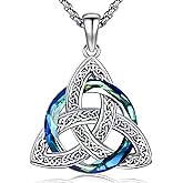 AUDINCEED Wiccan Jewelry Celtic Knot Necklace 925 Sterling Silver Celtic Jewelry for Women & Men Star of David Necklace Pentagram Protection Amulet Necklace Witches Trinity Knot Pendant Gift