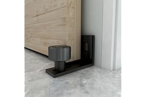 CCJH Sliding Barn Door Floor Guide Adjustable Wall Mounted Bottom Double Rollers Guide Black 1pcs