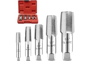 5 Piece NPT Pipe Tap Set, Professional Thread Forming Tap With Storage Box, Precision Carbon Steel 3/4" 1/2" 3/8" 1/4" 1/8" N