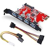 Inateck Superspeed 4 Ports PCI-E to USB 3.0 Expansion Card - Interface USB 3.0 4-Port Express Card Desktop with 15 pin SATA Power Connector, [ Include with A 4pin to 2x15pin Cable + A 15pin to 2x 15pin SATA Y-Cable ]