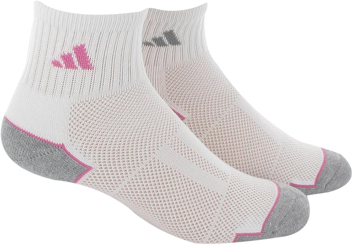 adidas Women's Climacool II 2Pack QTR Sock, White/Aluminium/Mono Pink