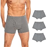 ShieldEase Washable Incontinence Underwear for Men - Cotton Urinary Leakproof Boxer Briefs with Fly, Enhanced Front & Rear Protection 120 ml Absorbency (3 Pack, M, Gray)