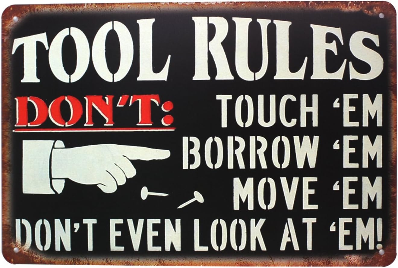 Plaques Signs Tool Rules Sign Plate Vintage Retro Decor Metal Novelty Wall Plaque Home Furniture Diy Breadcrumbs Ie