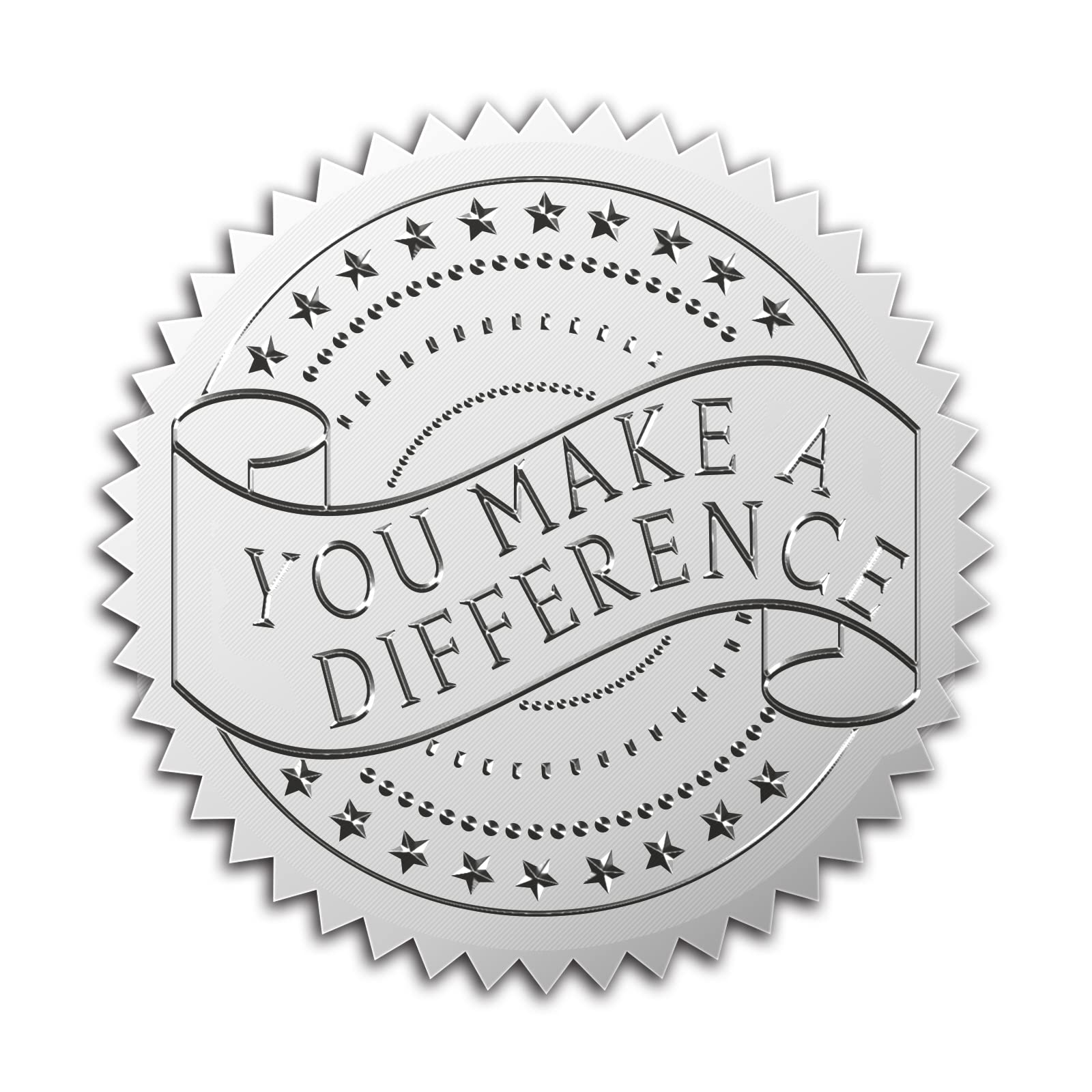 CRASPIRE 2" Gold Foil Sticker You Make A Difference 100pcs Certificate Seals Silver Embossed Round Gold Certificate Seal Stickers For Envelopes Invitation Card Diplomas Awards Graduation