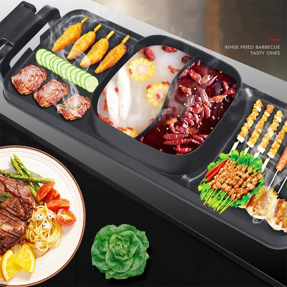 review FYLD Indoor Smoke Free Multifunction Electric Grill, 2200w Intelligent Temperature Control Barbecue Grill,Energy Saving,Easy to Clean Design,220v,62 cm X 25cm X 6cm H