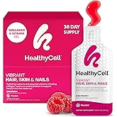 Healthycell Vibrant Hair Skin & Nails Daily Liquid Supplement - Beauty Supplements with Hydrating Nutrients & Essential Vitamins - Collagen, Biotin & Hyaluronic Acid - 30 Gel Packs