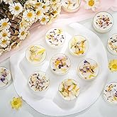 Honoson 12 Pcs Scented Tealights Dried Flower Candles Wedding Bridesmaid Gift 4 Floral Scents Jasmine Lavender Rose and Globe Purple 8-Hour Smokeless Tealight Candles for Wedding Bridal Shower Spa