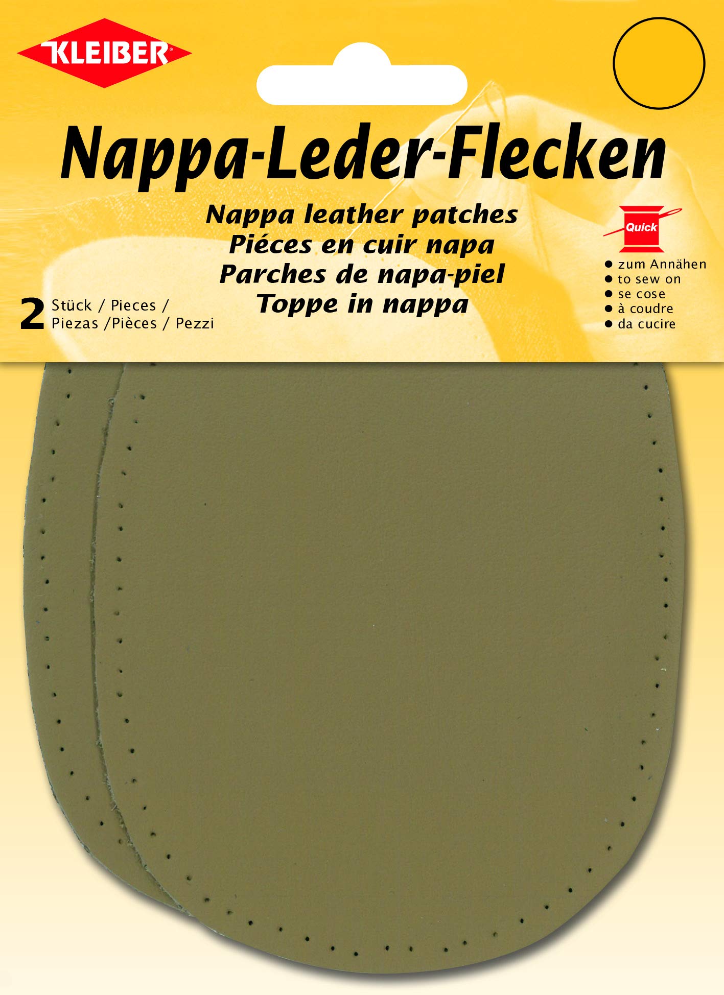 Kleiber Genuine Nappa Leather Sew-on Elbow and Knee Patches, 2-Pack, Beige – Premium 12.5 x 10 cm Leather Repair Kit for Blazers, Sweaters, and Trousers