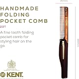KENT 20T 100mm Fine Tooth Folding Pocket Hair Comb Mens Cellulose Acetate view 2