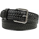 Utility Uniform Work Belt Basketweave Embossed One Piece Full Grain Belt 1 1/2"(38mm) Wide or Replacement Strap
