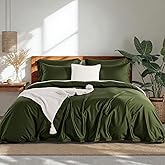 NEXHOME PRO Duvet Cover Queen Set, Ultra Soft, Viscose from Bamboo Cooling, 1 Duvet Cover and 2 Pillowcases, 90"x90", Olive Green, Comforter Not Included