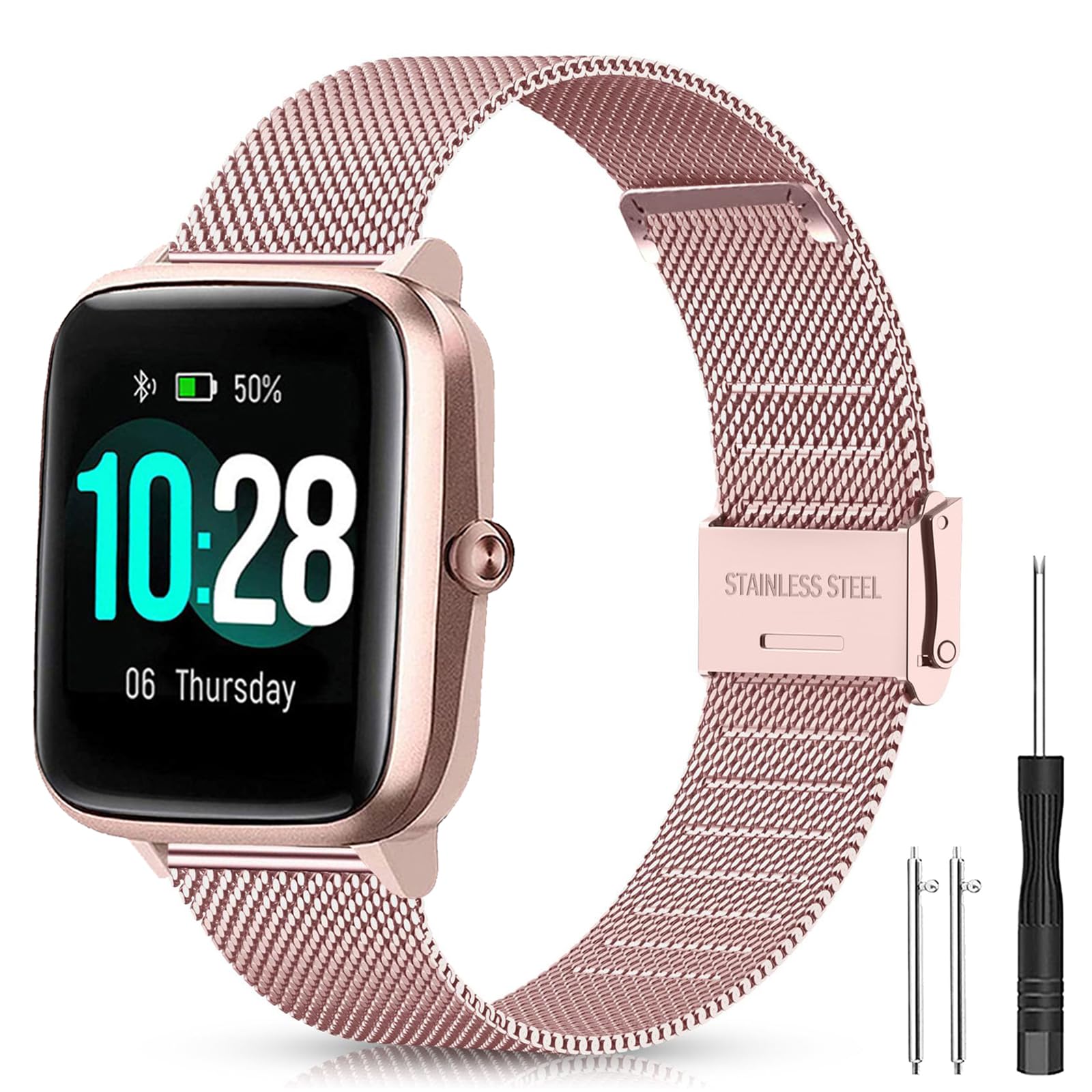 Harikiri Metal Strap Compatible with Fitpolo H205L,19mm Watch Band for GRV FC1,Hama 5910/4900,LETSACTIV ID205U,Vowtop ID205U,Veryfitpro 205L/205U/205G,Umidigi Uwatch3,Yamay fitness SW020/SW021/SW023