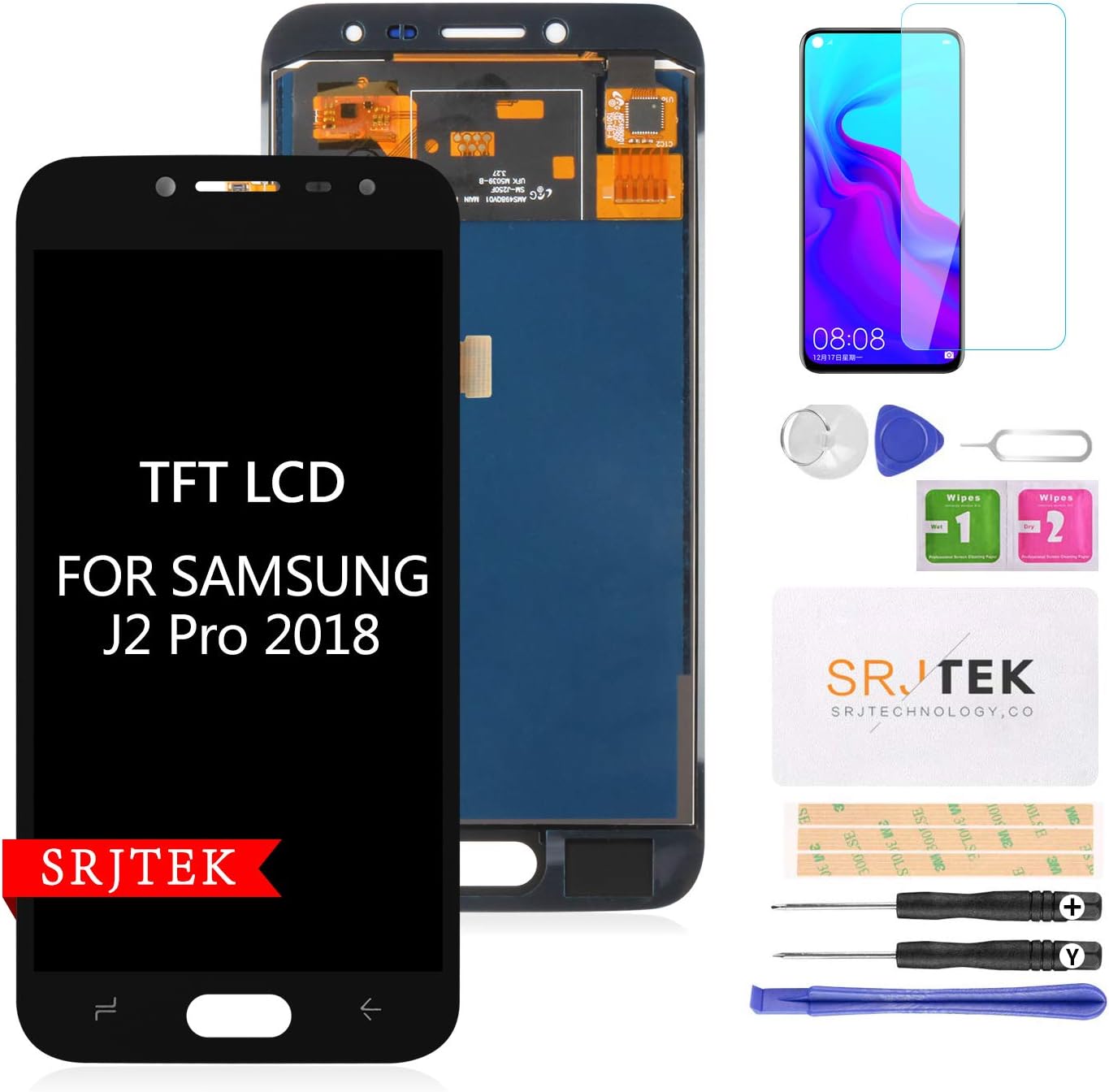 TFT LCD Screen Replacement for Samsung Galaxy J2 PRO (2018) J250 J250F J250F/DS J250G J250N J250M/DS 5.0" LCD Display Touch Screen Digitizer New Assembly(Not Original AMOLED) (Black)
