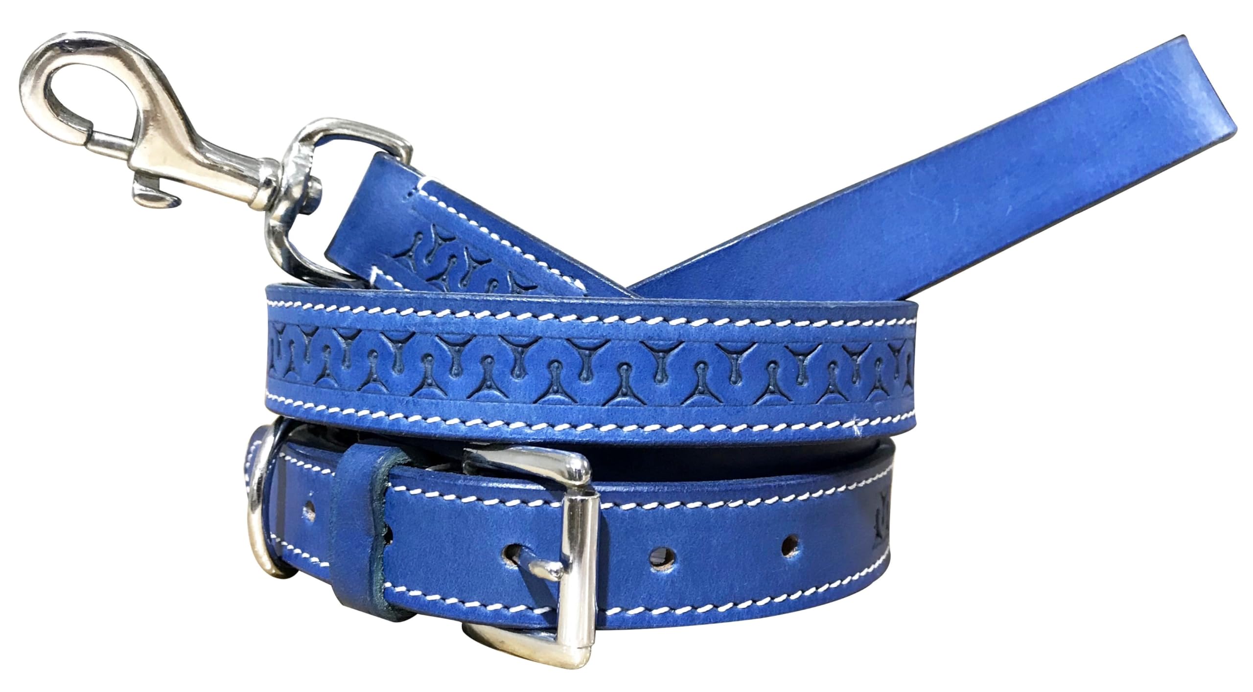 BRADLEY CROMPTON Genuine Leather Matching Pair Dog Collar and Lead Set L