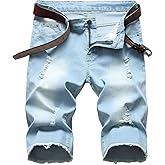 Litteking Men's Ripped Jean Shorts Casual Distressed Denim Shorts Summer Short Pants with Pockets