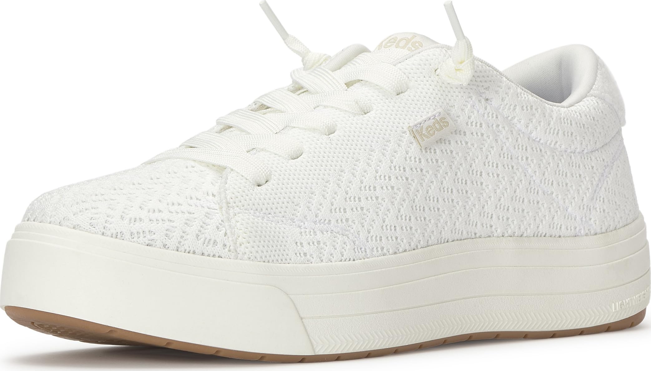 Keds Women’s Park Slip On Fashion Sneaker, White Knit, 7 Wide