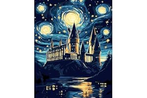 AALBLAC Magic Castle Paint by Numbers Kit for Adults Beginner - Starry Night Castle Paint by Numbers Canvas, DIY Abstract Landscape Oil Painting for Gift Home Wall Decor 16x20inch