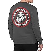 Lucky Ride Marine Corps Logo Stamp Circle T-Shirt Long Sleeve Shirt Front and Back Military Shirts tees