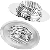 QYHOO 2 PCS Kitchen Sink Strainer Stainless Steel, 4.5 inch Diameter Anti-Clogging Drain Hair Catcher Mesh Catcher for Kitchen, Bathroom, Balcony, Floor Drain