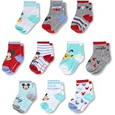 Disney baby-boys Baby Girls &amp; Boys Minnie Mouse, Mickey Mouse, Baby Shark, Justice League 10-pack Infant Sock 0-24 Months