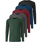 Orrstarry 5 Pack: Youth Boys Long Sleeve Shirts Dry Fit Athletic T Shirts for Teens Kids Performance Activewear Tops Tees