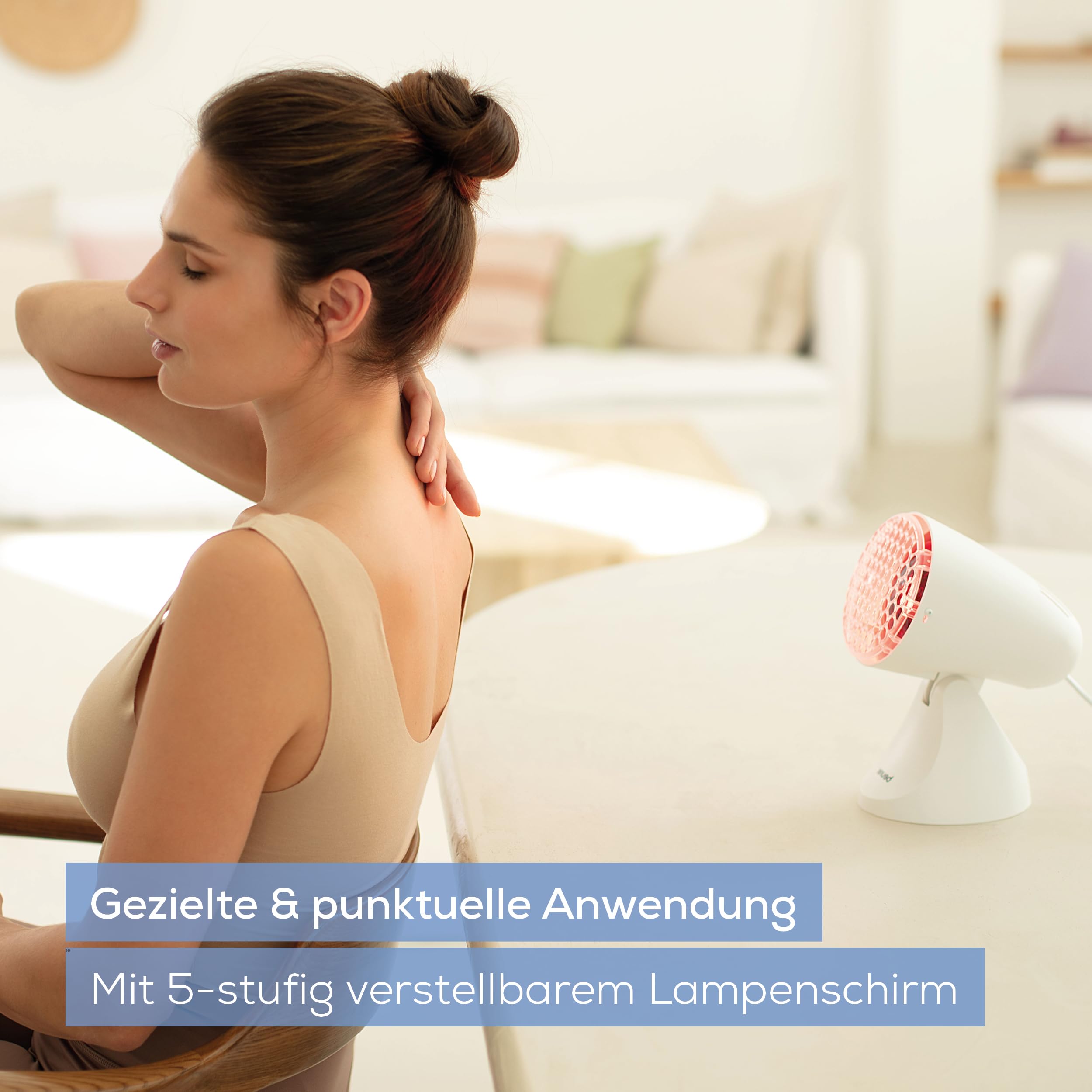 Beurer IL 11 Infrarotlampe mit Schutzgitter, Medizinprodukt mit wohltuender Wärme zur Anwendung bei Erkältung und Muskelverspannung, 5 Neigungsstufen, inklusive Schutzbrille, Weiß 4