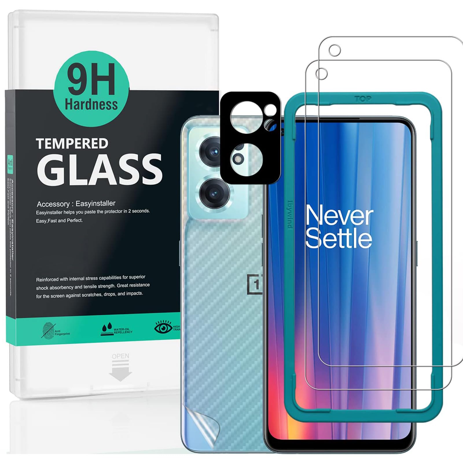 Ibywind Screen Protector For Oneplus Nord CE 2 5G 6.43"[2 Pack],9H Hardness Tempered Glass,With 1Pc Camera Lens Protector,Easy to Install — image 1