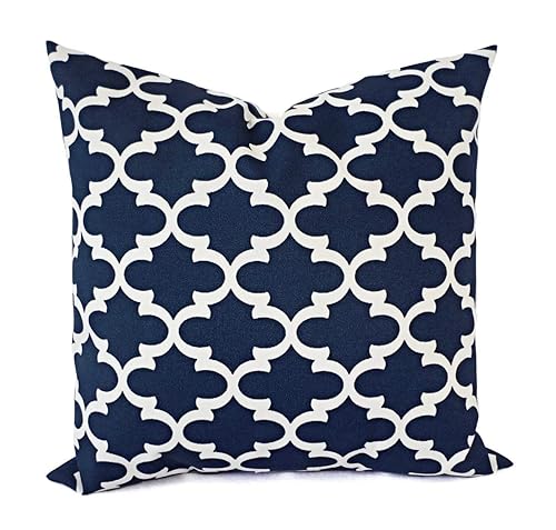 Amazon Com Outdoor Pillow Cover Navy Quatrefoil Pillow Shams Blue Pillow Covers Outdoor Pillow Cases Decorative Pillows Accent Pillows Handmade
