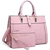Women's Handbag Flap-over Belt Shoulder Bag Top Handle Tote Satchel Purse Work Bag w/Matching Wristlet