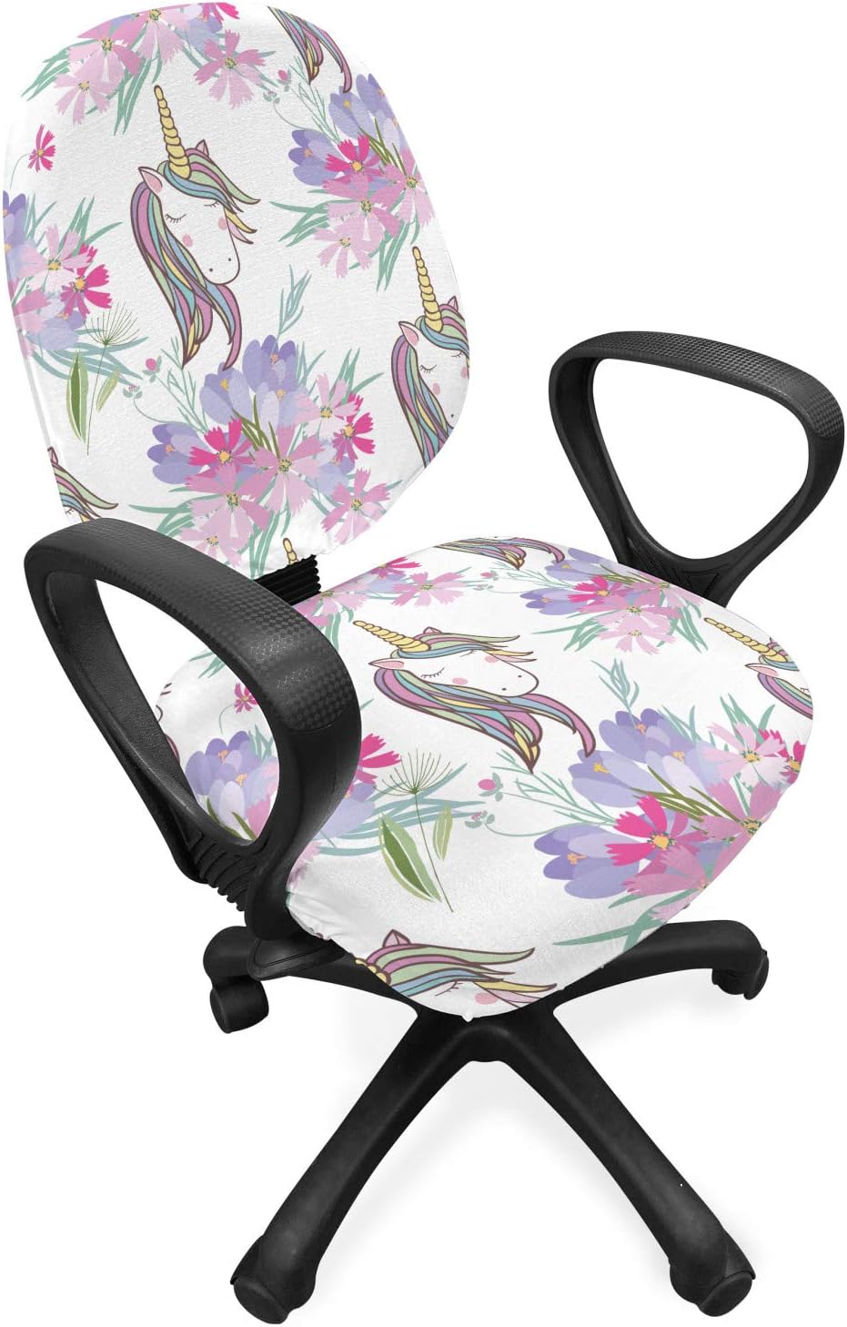 Lunarable Pastel Office Chair Slipcover, Print of Unicorns