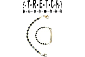 Hidden Hollow Beads Women's Gold & Black Beaded Stretchy 6.5" or 5.5" Medical Alert ID Interchangeable Replacement Bracelet