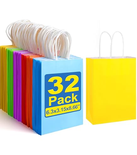 Kolldenn Regenbogen Geschenktüten – 30 Stück Mit Griff, Buntes Kraftpapier Für Pride & Partys