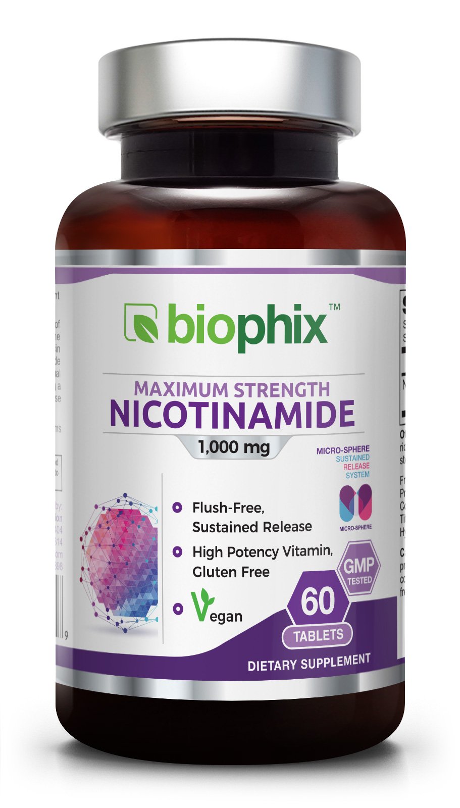 B3 Nicotinamide 1000 mg 60 Tabs Extra Strength Slow Release Natural