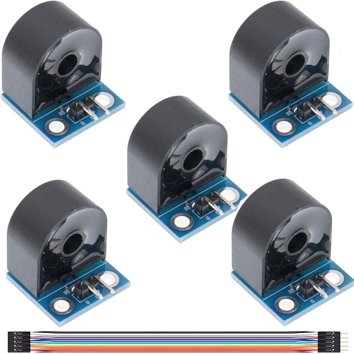 Youmile 5 pcs 5A ZMCT103C Range Single Phase Micro Current Transformer Module Current Sensor AC Active Precision Output board with Dupont Line for Arduino 5A Max 3000V Measure Epoxy Resin