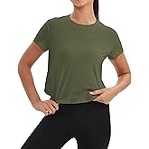 Mippo Workout Tops for Women Short Sleeve Yoga Shirts Athletic Gym Running Crop Top Loose Fit