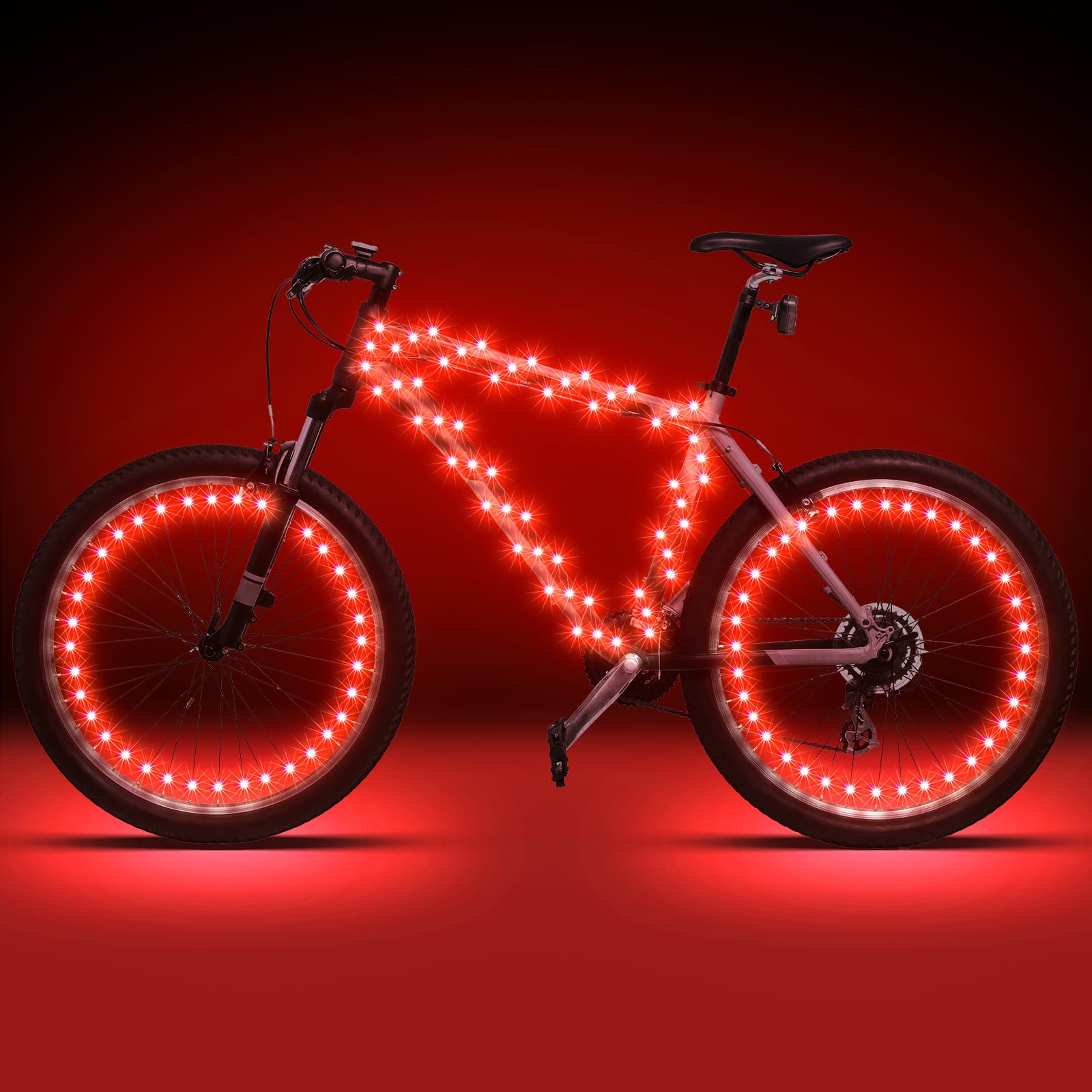 Photo 1 of Woanger 3 Pcs LED Bike Lights for Night Riding Bicycle Frame and Wheel Lights Battery Powered Bike Accessories Gifts for Adults Riding at Night (Red)