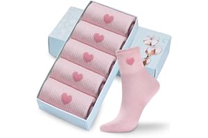 Corlap Women's Crew Socks Ankle High Cotton Fun Cute Athletic Running Socks Gifts For Women (5-Pairs With Present Box)