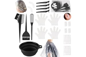 18PCS Hair Dye Kit with Collapsible Silicone Mixing Bowl: Professional Hair Coloring Brush & Tool Set - Salon Grade Accessori