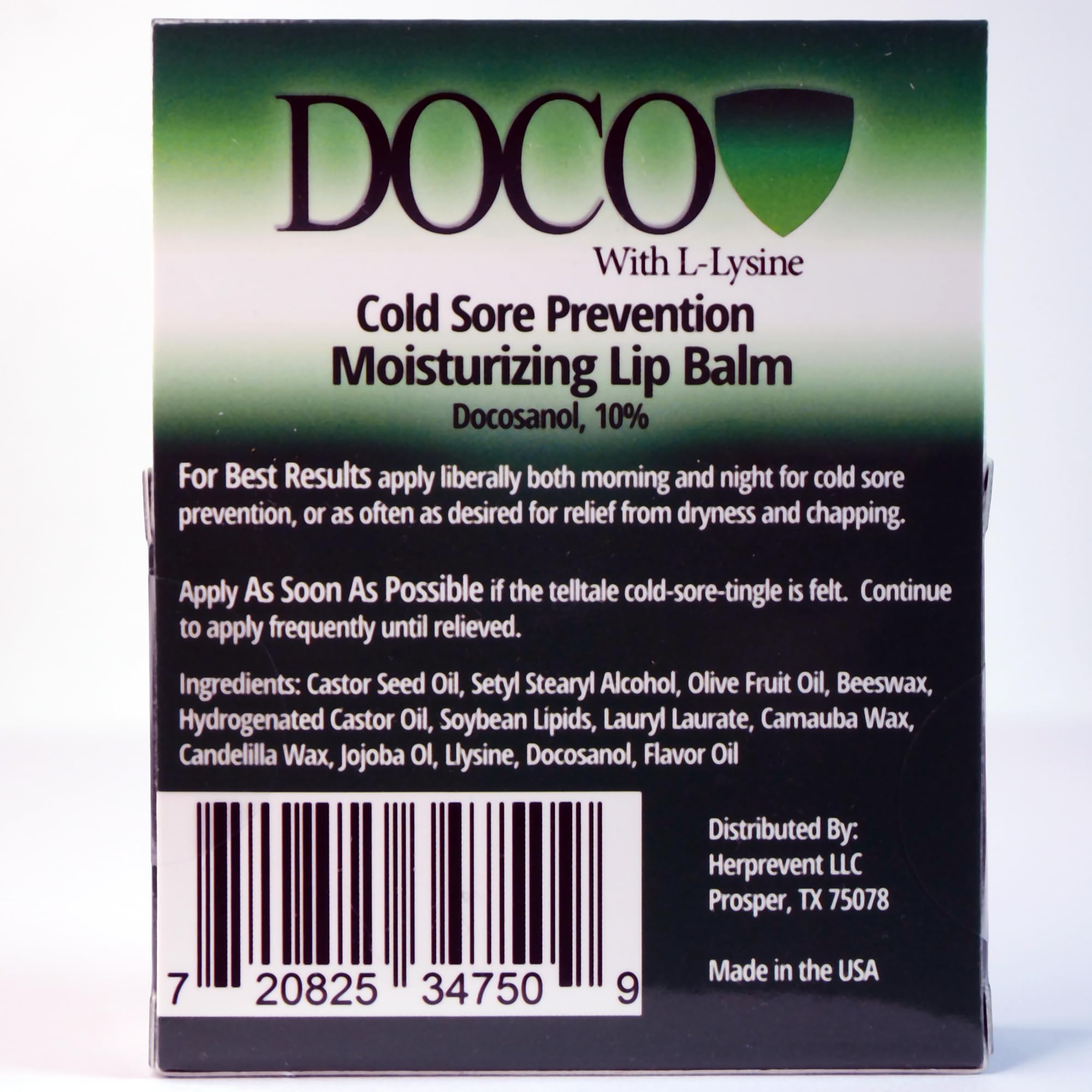 DocoShield Lip Balm w/Docosanol and Lysine (3-Pack)