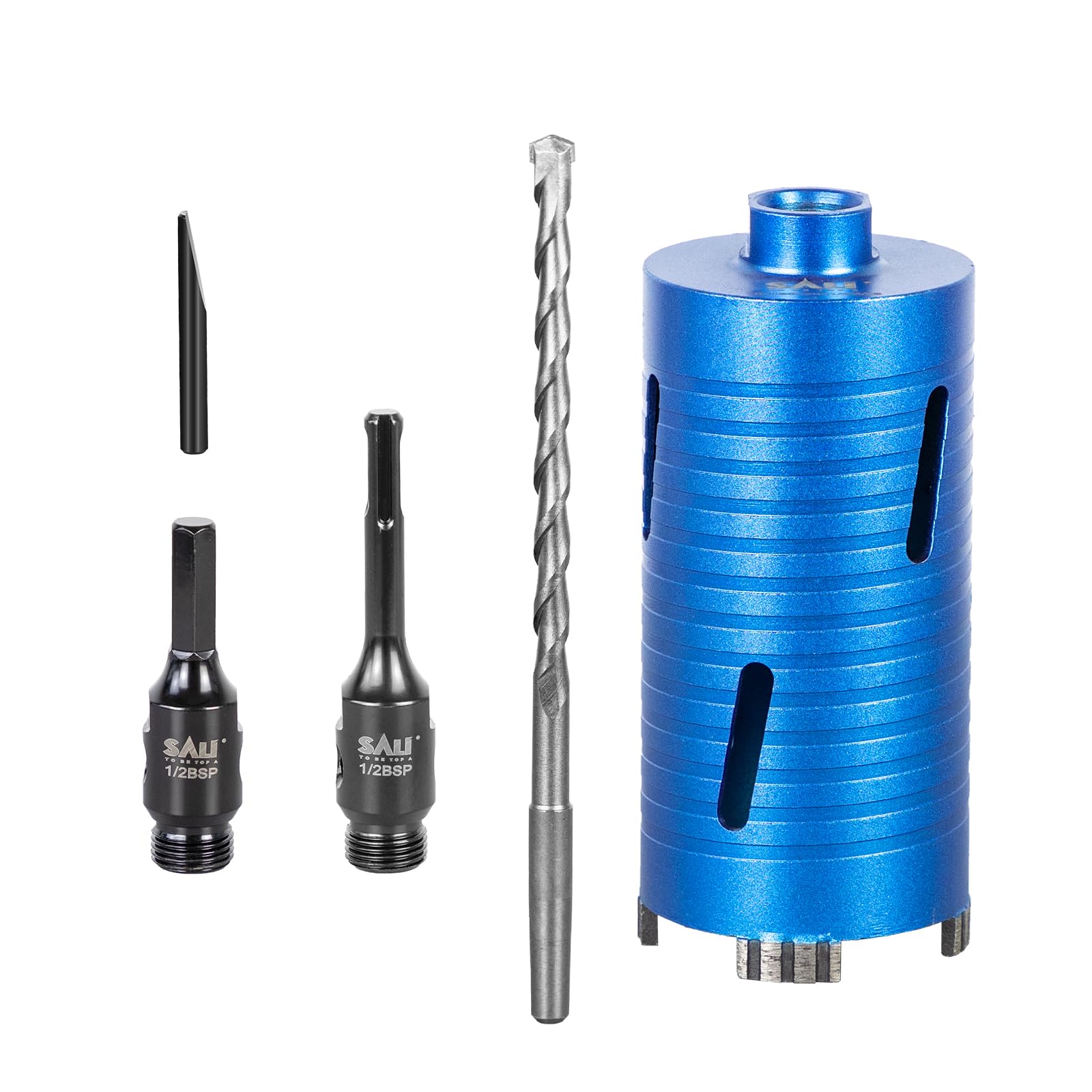 Diamond Core Drill Bit Set 78mm x 150mm Long Turbo Laser-Welded Segments for Concrete Brick Block Stone Masonry Granite Drill Bit Core Accessories with SDS Adapter,Hex Shank Adapter,Centre Drill Bit